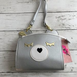 Betsey Johnson-Silver Bear Crossbody/Wallet